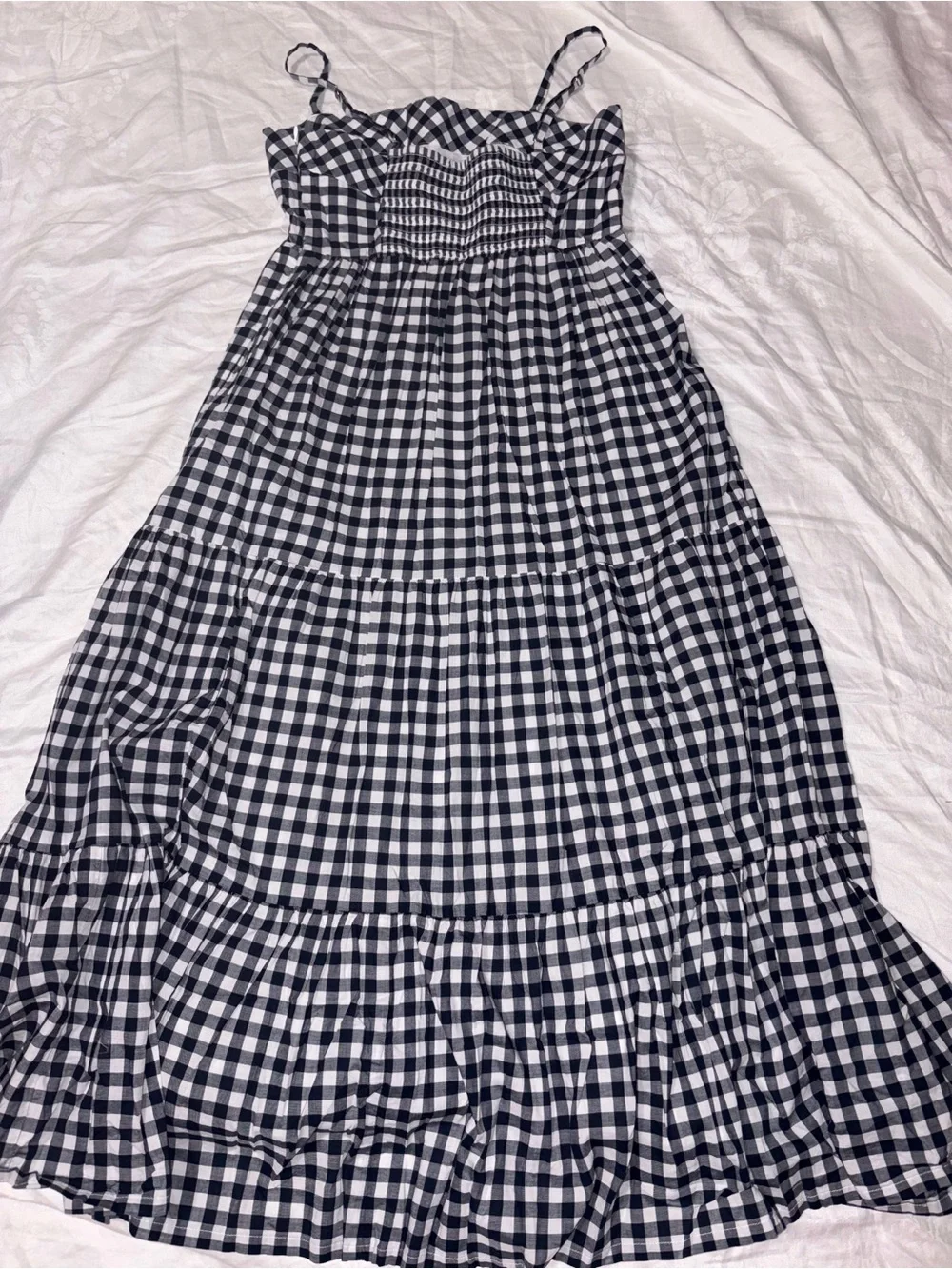 Nwot J.Crew Gingham midi Tiered Dress